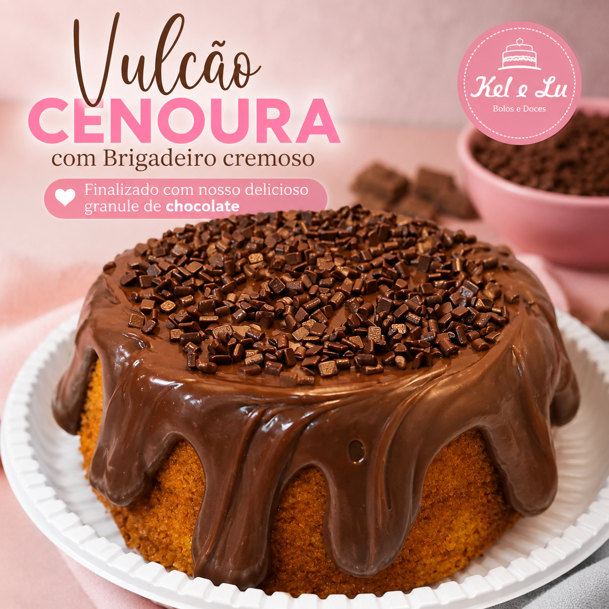 Vulcão Cenoura com Brigadeiro M (Rende 10/12 pedaços)